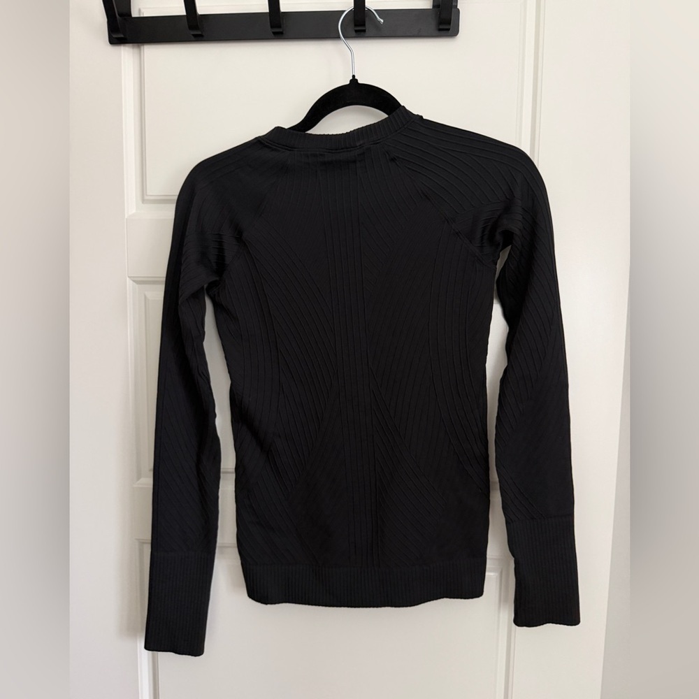 lululemon athletica Rest Less Black Ribbed Crewneck Long Sleeve Top - Picture 2 of 3